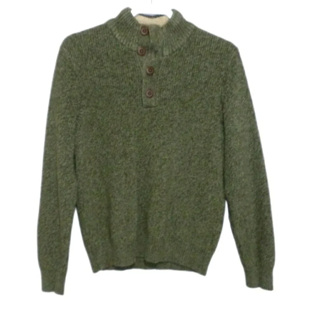 G.H. BASS & CO green heavier weight pullover sweater 100% cotton men's size L